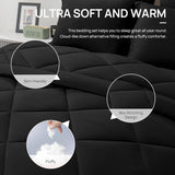 Love's cabin Twin Comforter Set Black, 5 Pieces Twin Bed in a Bag, All Season Bedding Sets with 1 Comforter