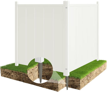 Vinyl Privacy Fence - 48" H x 44" W Air Conditioner Fence, No Dig White PVC Fence Panels for Outdoor Privacy, Trash