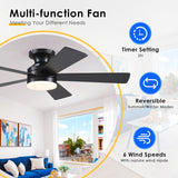 Flush Mount Ceiling Fans with Lights - 46" Black Low Profile Ceiling Fan Light with Remote/APP, 6 Speeds Mute Reversible Motor, Modern Ceiling Fans for Indoor and Outdoor, Bedroom, Patios A101-B0DKDZ8Z2P