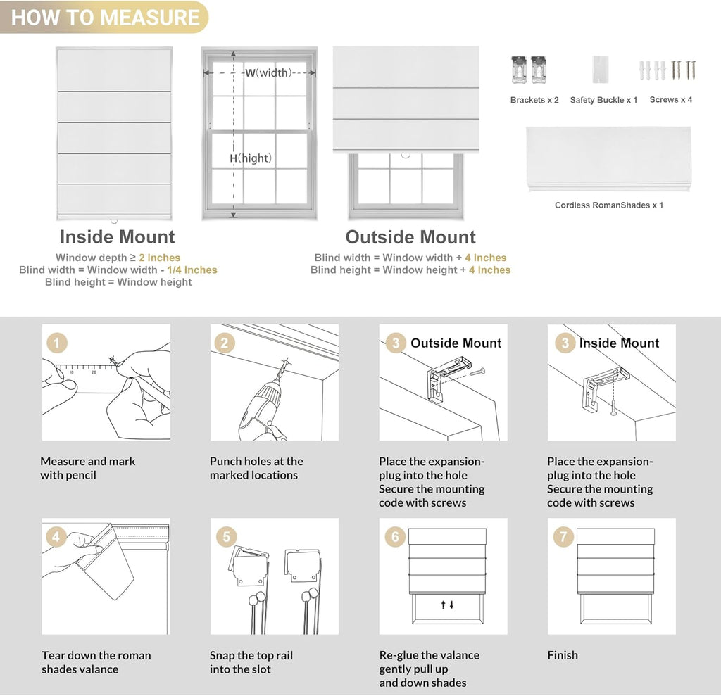 Blackout Roman Shades for Indoor Windows, Cordless Roman Blinds for Windows, Thermal Insulated Window Shades for Door