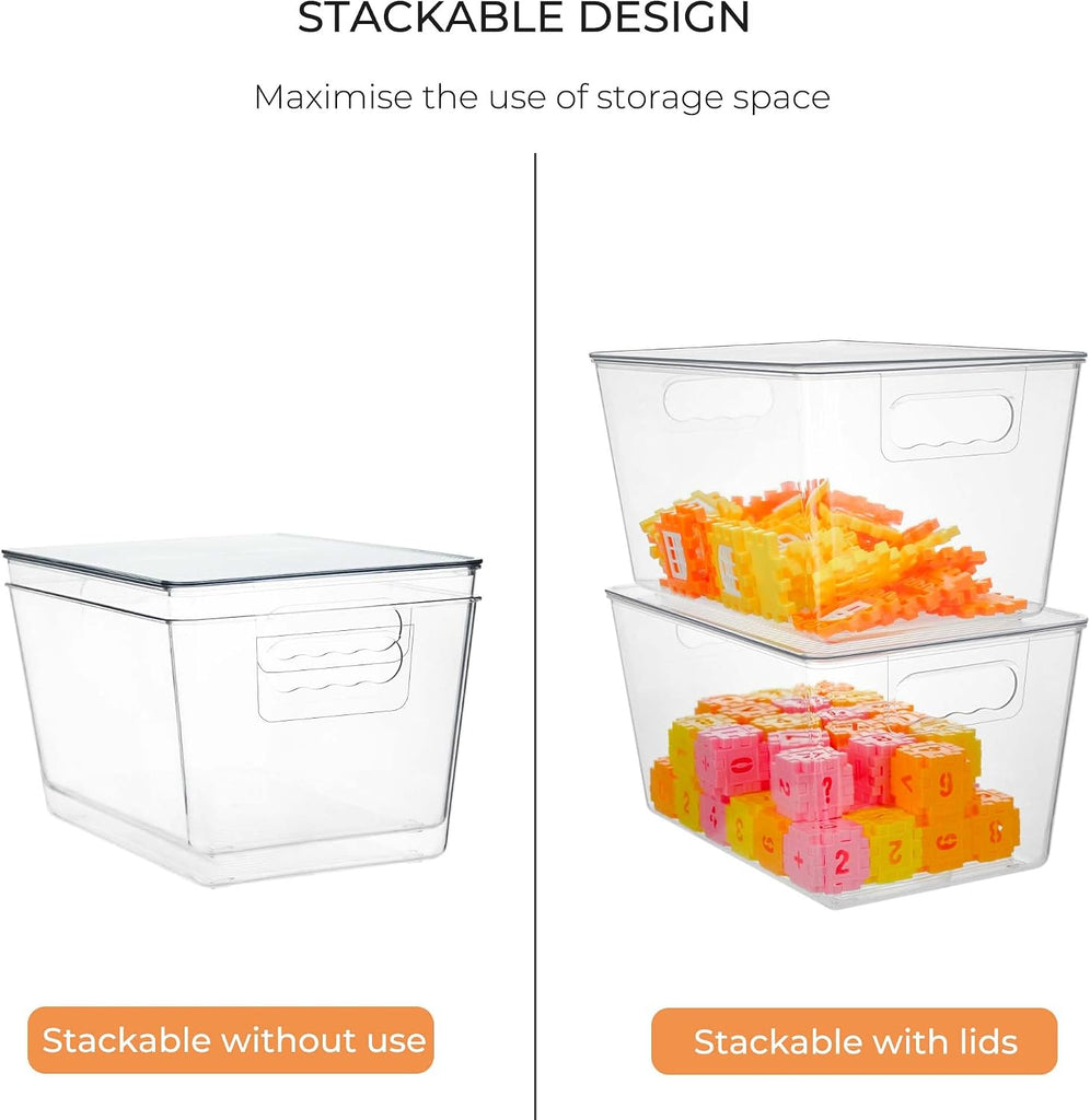 Clear Stackable Storage Bins, Plastic Toy Organizers and Storage with Lids, Toy Bins for Kids Organizer, Storage