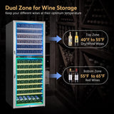 24 Inch Wine Cooler Fridge Dual Zone, Professional Large Capacity High Wine Refr