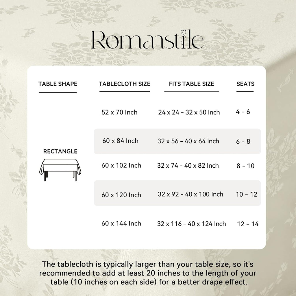 Jacquard Rectangle Tablecloth, Waterproof Elegant Damask Rose Floral Pattern Table Cloth, Washable D