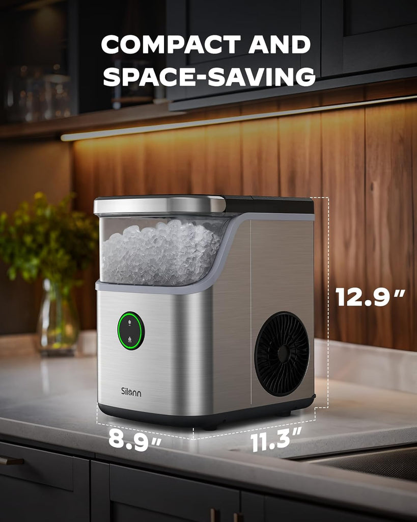 Nugget Ice Maker Countertop, Ice Basket with Handle, Quiet Operation & Self Cleaning Ice Machine, Chewable Ice, 33