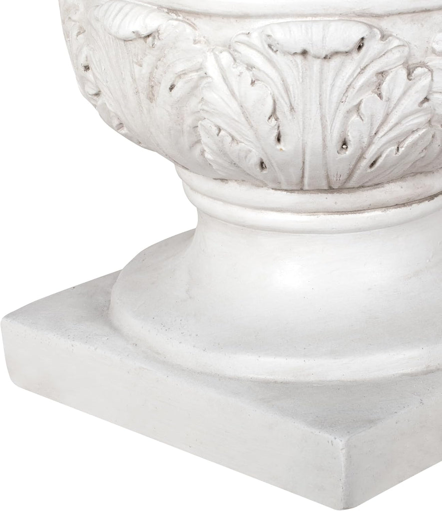 18.31" H Classical Acanthus Leaf Pedestal Urn Planter Weather-Resistant MGO Outdoor Flower Pot for Garden Patio and