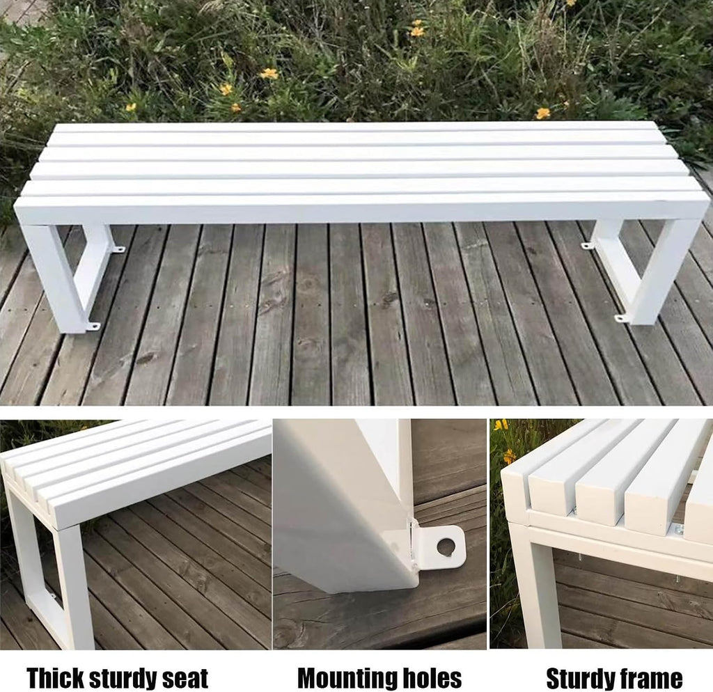 39in 47in 59in 71in Outdoor Metal Bench Weatherproof Outdoor Seating All-Weathe Backless Patio Bench With Slatted