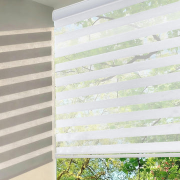 Cordless Zebra Blinds for Windows, Modern Dual Layer Zebra Blinds with Light Filtering & Privacy Control,Easy Install