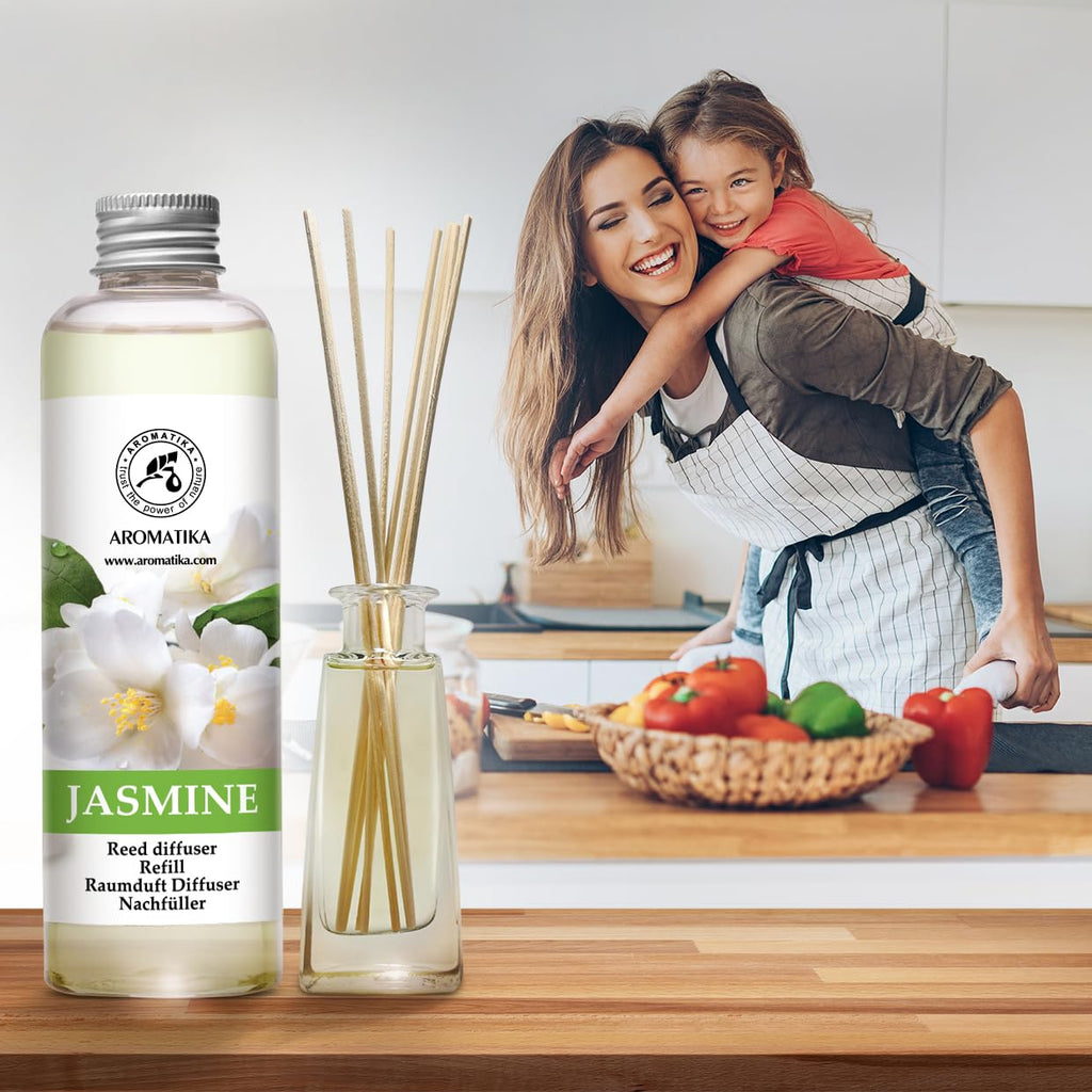 Jasmine Essential Oil 200ml - Natural Reed Diffuser Refill for Long-Lasting Fragrance - Jasminum Officinale Oil - Air