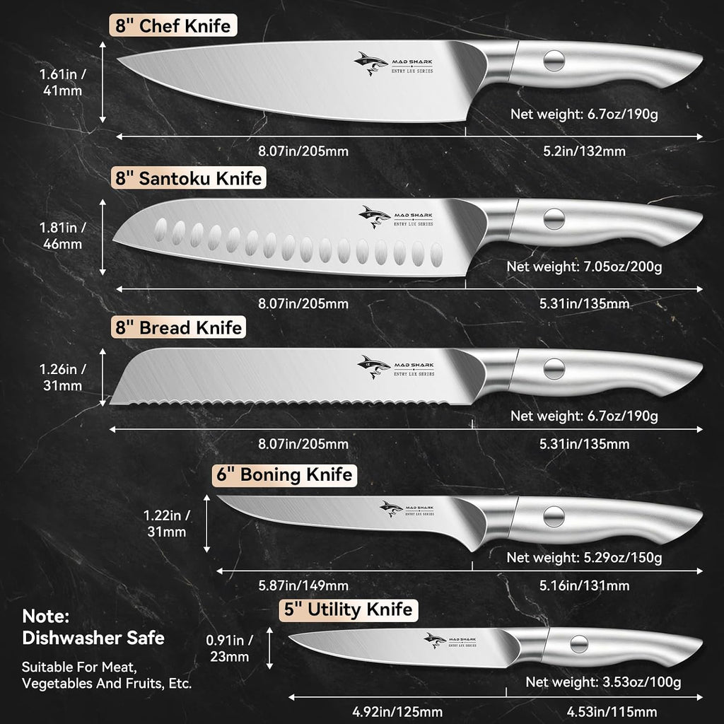 Kitchen Knife Set,5PCS High Carbon Stainless Steel Chef Knife Set | Ultra Sharp Blades, Ergonomic Non-Slip Grip
