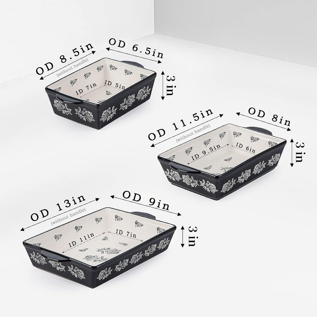Dish Ceramic Lasagna Pan Casserole Dish 3-Piece Bakeware Sets Dishes Set Dish Set