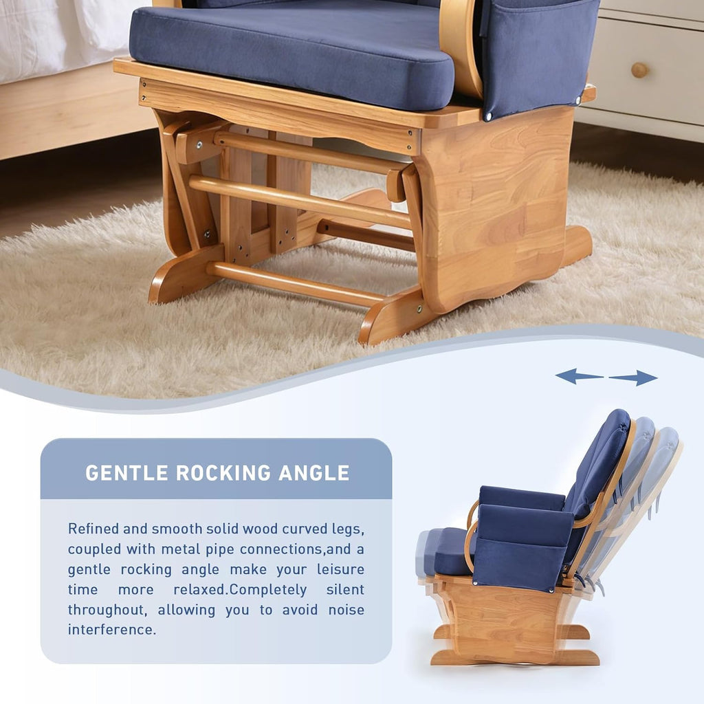 Wood Base Glider Rocker Chair, Baby Feeding and Rocking Chair Nursery Rocking Chairs with Silent Swing Solid Hardwood