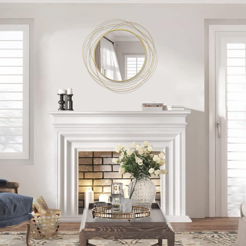 Wall Mirror Mounted Round Decorative Mirrors Circle Vanity, Living Room or Bedroom (Gold1)