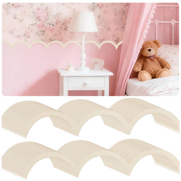 Scalloped Wood Trim, 30 Pack Wave Scalloped Trim, 15.75 x 2.76 inch