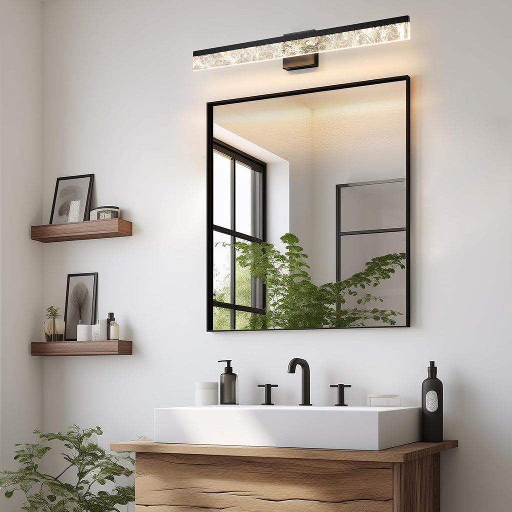 Modern Vanity Lights , 32 Inch Black Bathroom Light Fixtures Over Mirror, 24W Dimmable LED Vanity Lighting Fixtures