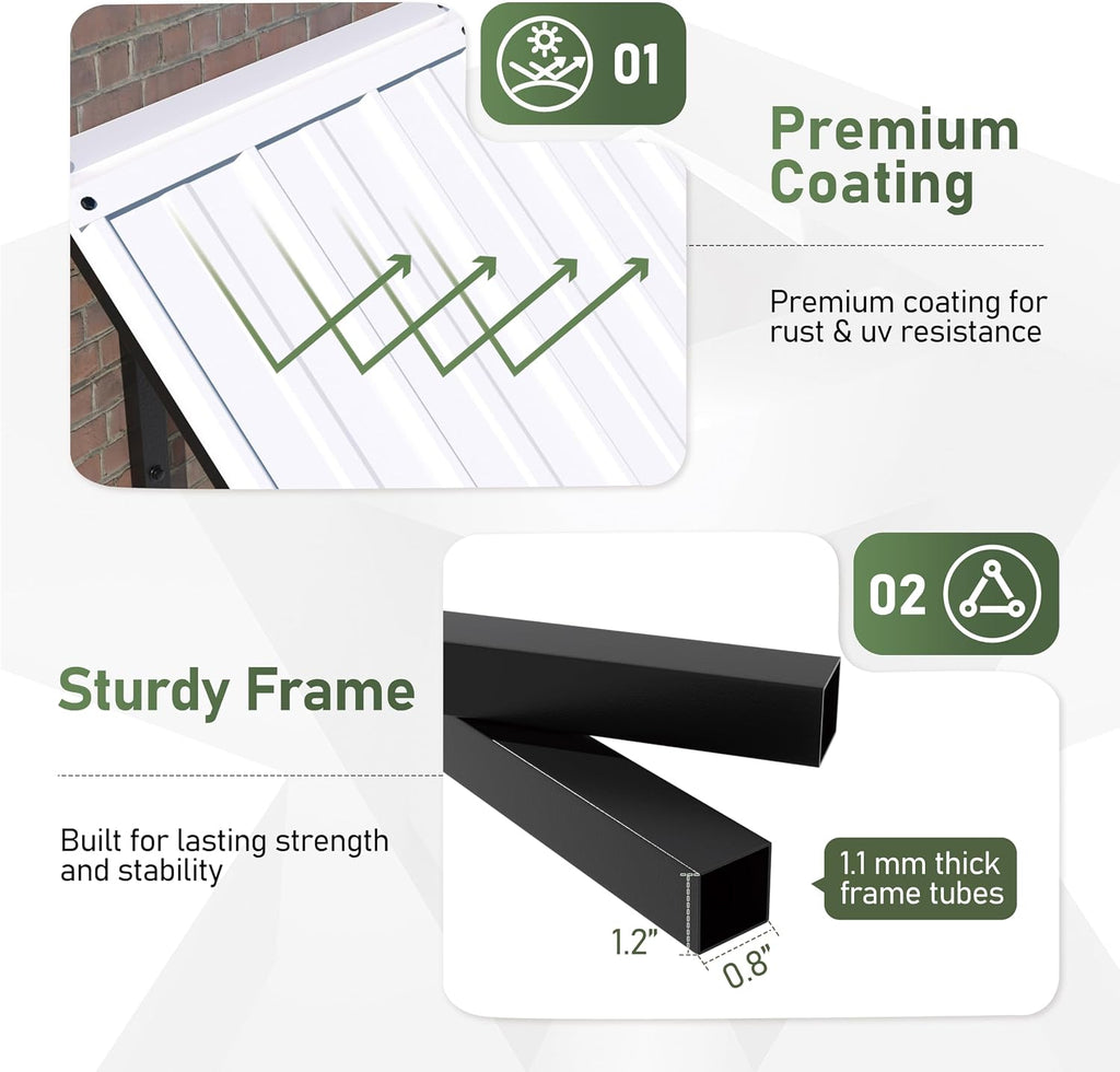49"×24" Fixed Metal Awning, Window Door Awning, Stable Steel Frame | Outdoor Sunshade Canopy, All-Weather Protection