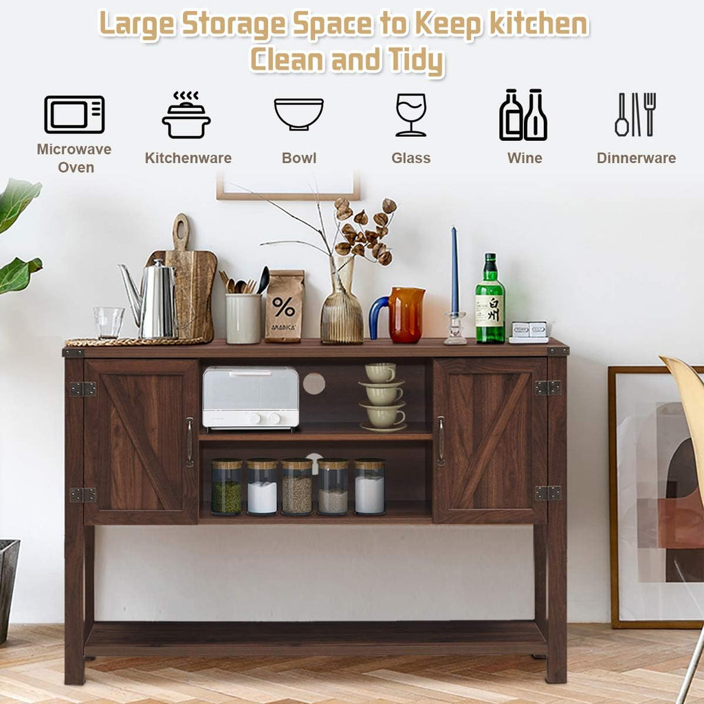 Console Table Buffet Table, Modern Sideboard with Storage Cabinets and Bottom Shelf