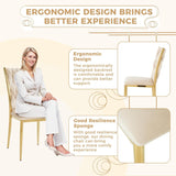 Velvet Dining Chairs Set of 6 with Gold Metal Legs, Modern Upholstered Kitchen Chairs