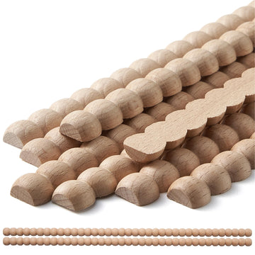 24Pcs Decorative Half Beaded Wood Trim Molding 15.75 Inch - 24mm