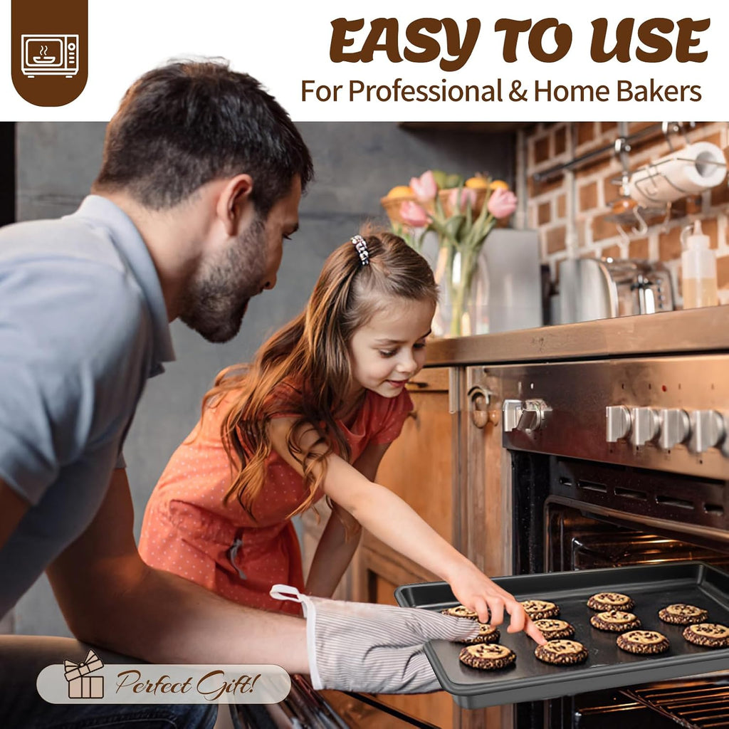 Pans Set, Nonstick Bakeware Sets, Oven Pans for Cooking, 6 Pieces Sheets Set Including Cookie Sheet, Deep Roaster