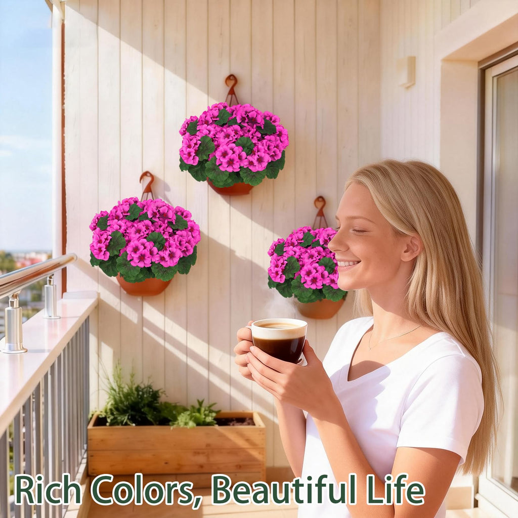 8 Pcs Artificial Geraniums Flowers for Outdoor Decor
