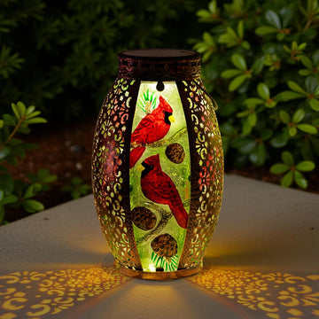 Solar Lantern Outdoor Waterproof, Hanging Solar Lantern Yard Decor, Cardinal Garden Decor, Cardinal Gift for Women