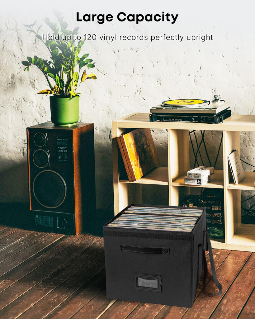 2 Pack Vinyl Record Storage Box with Lid & Handles