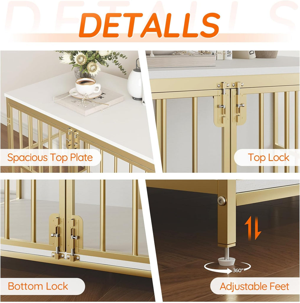 38.6" Dog Crate Furniture, Wooden Dog Kennel Indoor, Heavy Duty Dog Cage for Small/Medium Dog