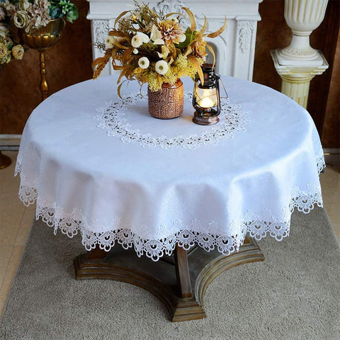Round Tablecloth Lace Rustic Macrame Embroidered Table Cloths for Harvest Dresser Decor Farmhouse Ki