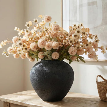 Beige Silk Flower Arrangements Home Decor, Large Floral Centerpieces For Tables, 22 Long Stems Fake Mums + Eucalyptus