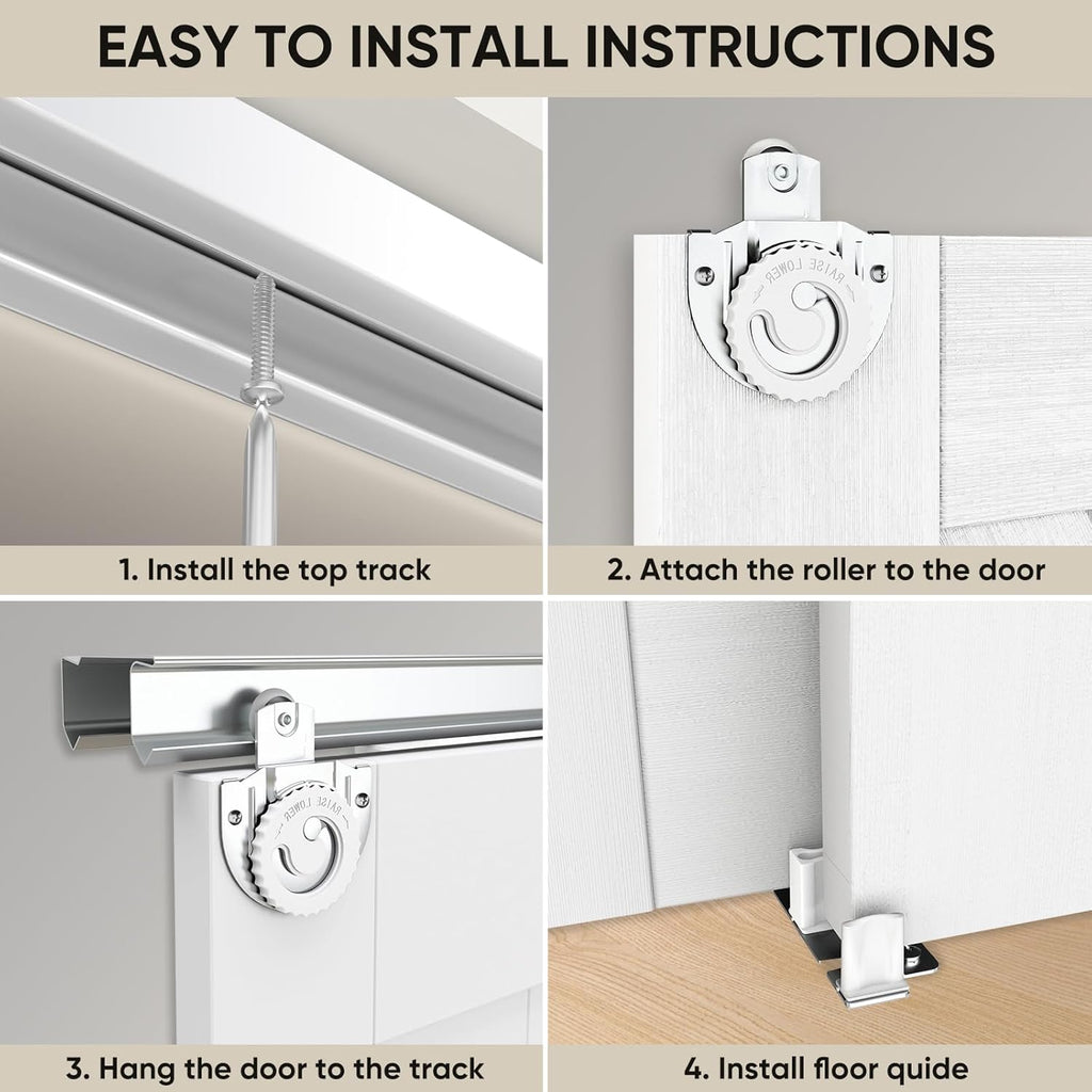 60"(Double 31") x80" Sliding Closet Door, K Style Bypass Closet Door with Hardware Kit & Matching Fa