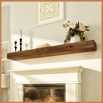 Rustic Fireplace Mantel Shelf 60 Inches - Handcrafted Wood Mantles For Over Fireplace - Wall Mounted Farmhouse