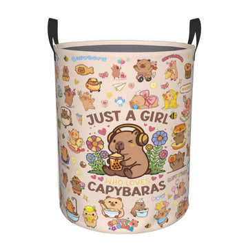 Capybara Laundry Hamper, 19.7"x15.8" Foldable Waterproof Oxford Storage Bin, Themed Laundry Basket Bedroom Nursery