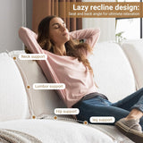 122" Cloud Teddy White Convertible Sectional Sofa