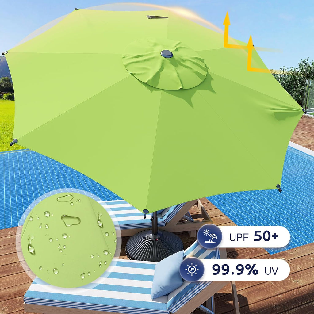 9FT Lyon Outdoor Patio Umbrella Outdoor Table Umbrella with Crank Market Umbrella 8 Sturdy Ribs UV Protection - Lime