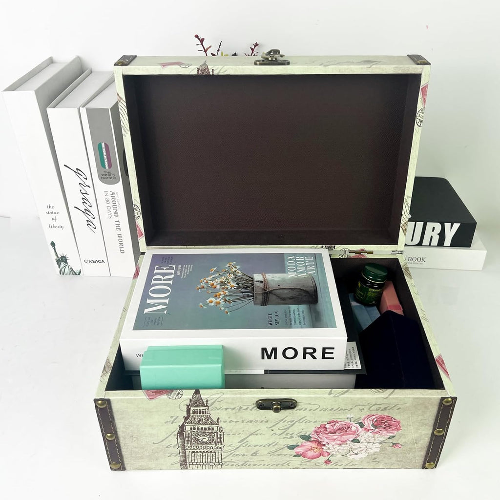 Wooden Decorative Storage Box with Handle