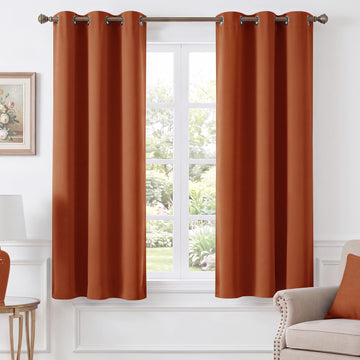 Burnt Orange Blackout Curtain & Drapes 63 inch Long Set of 2