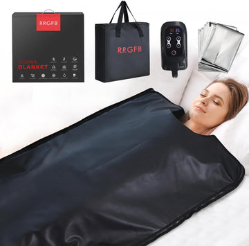 Infrared Sauna Blanket, Durable PU Leather Cover Detox & Relaxation at Home Adjustable Timer, Size 6 ft x 2.6 ft