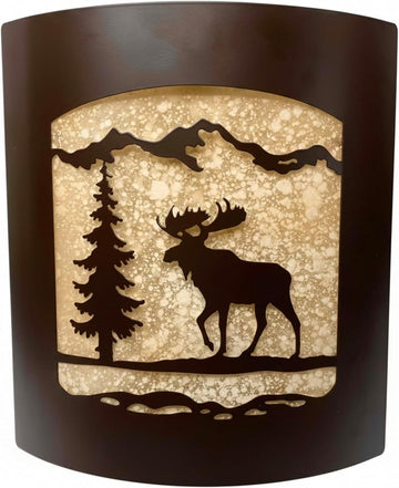 Rustic Moose and Pine Tree Wall Sconce | Lodge Cabin Decor, Woodland Nature Design, Light Fixture