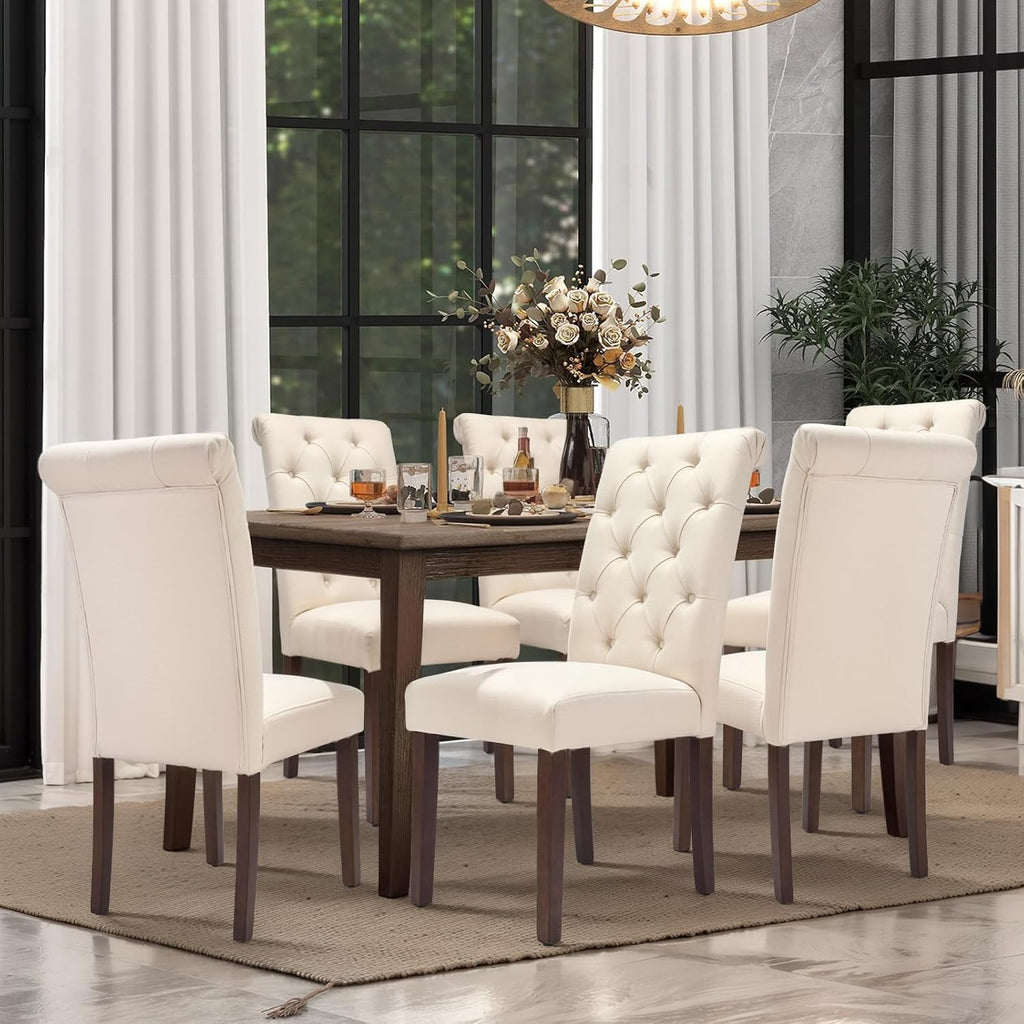 Tufted Dining Chairs Set of 2, Accent Parsons Diner Chair Upholstered Fabric Stylish Kitchen Chairs with Solid