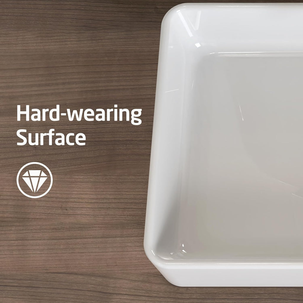 KES Bathroom Vessel Sink 20 Inch Above Counter Rectangular White Ceramic Countertop Sink for Cabinet Lavatory Vanity