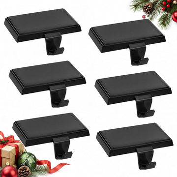Holders for Mantle Set of 6, Christmas Heavy Duty Stocking Hooks, Non-Slip Base Stocking Hangers for Xmas Holiday