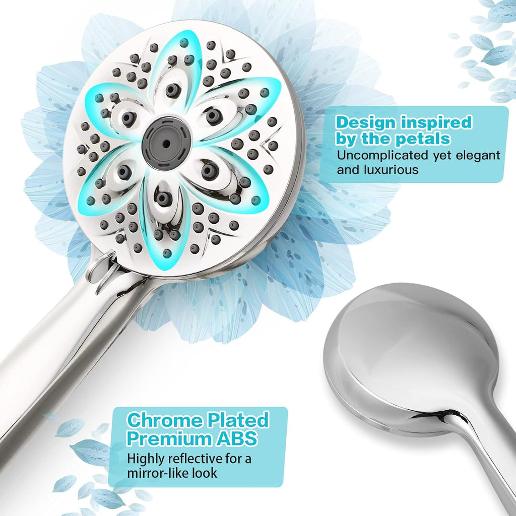 6-Setting Shower Head with Handheld, JDO High Pressure Hand held Shower Head