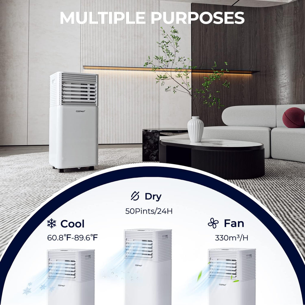 Portable Air Conditioner, 10000BTU AC Cooling for Room Spaces up to 350sq.ft, with Remote Control