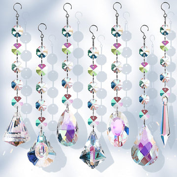 Sun Catchers with Crystals, 7 Pcs Hanging Crystals Suncatchers for Windows