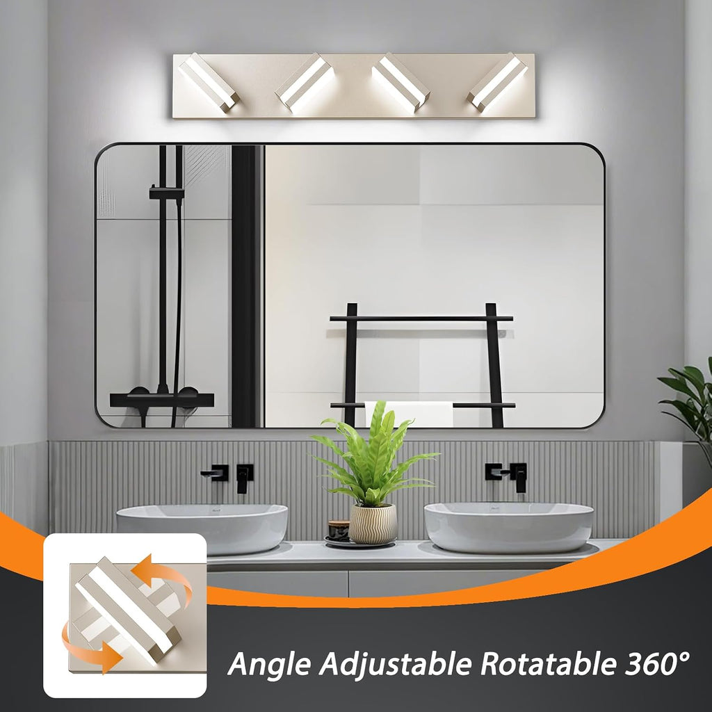 Bathroom Lights Fixtures Over Mirror, 360°Rotate Modern LED Vanity Lights , 32W Dimmable & High CRI Acrylic Wall