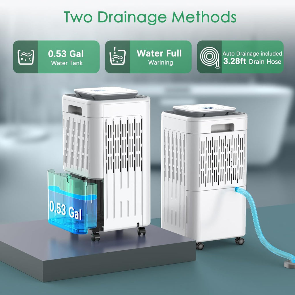 2000 Sq. Ft Dehumidifiers for Large Room and Basements, 30 Pints Dehumidifier with Drain Hose, Auto or Manual Drainage