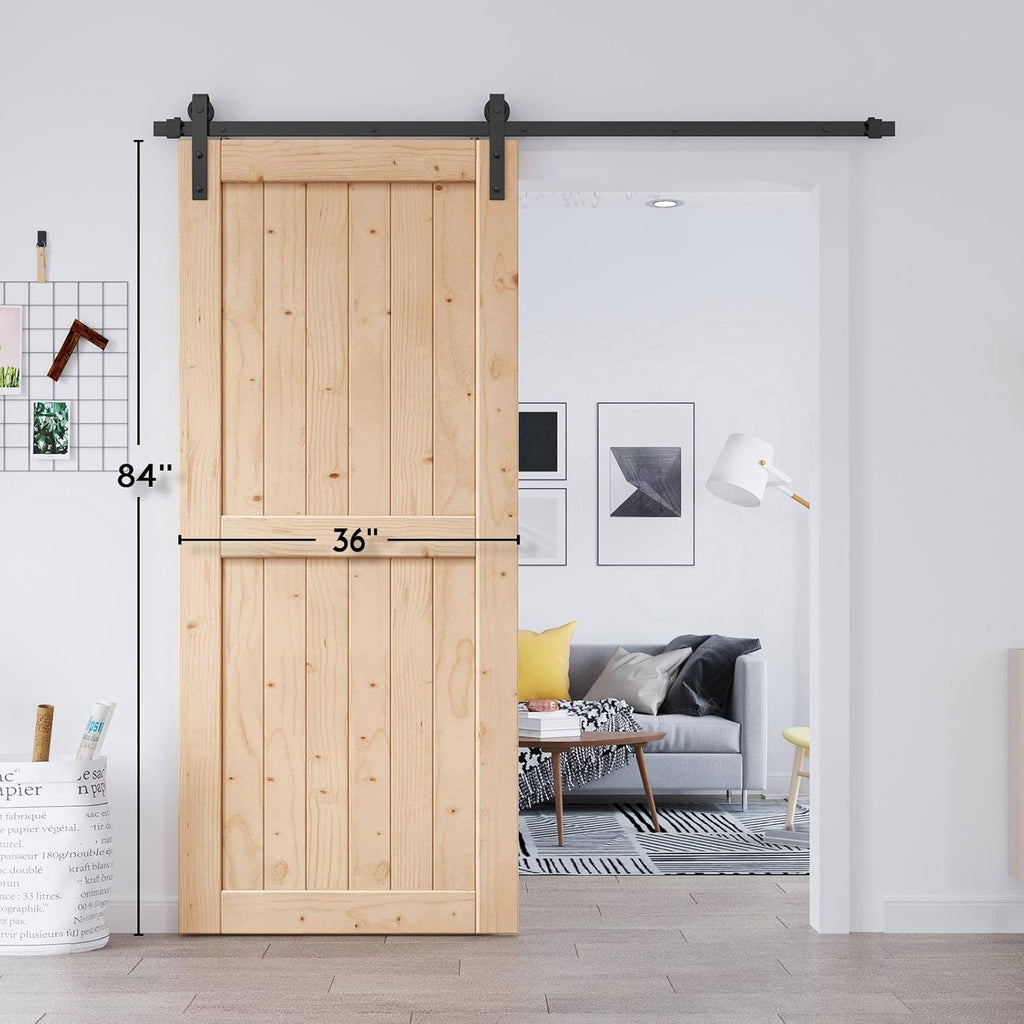 36in x 84in Sliding Barn Wood Door,Interior Doors,DIY Assemblely,Solid Natural Spruce Panelled Slab,