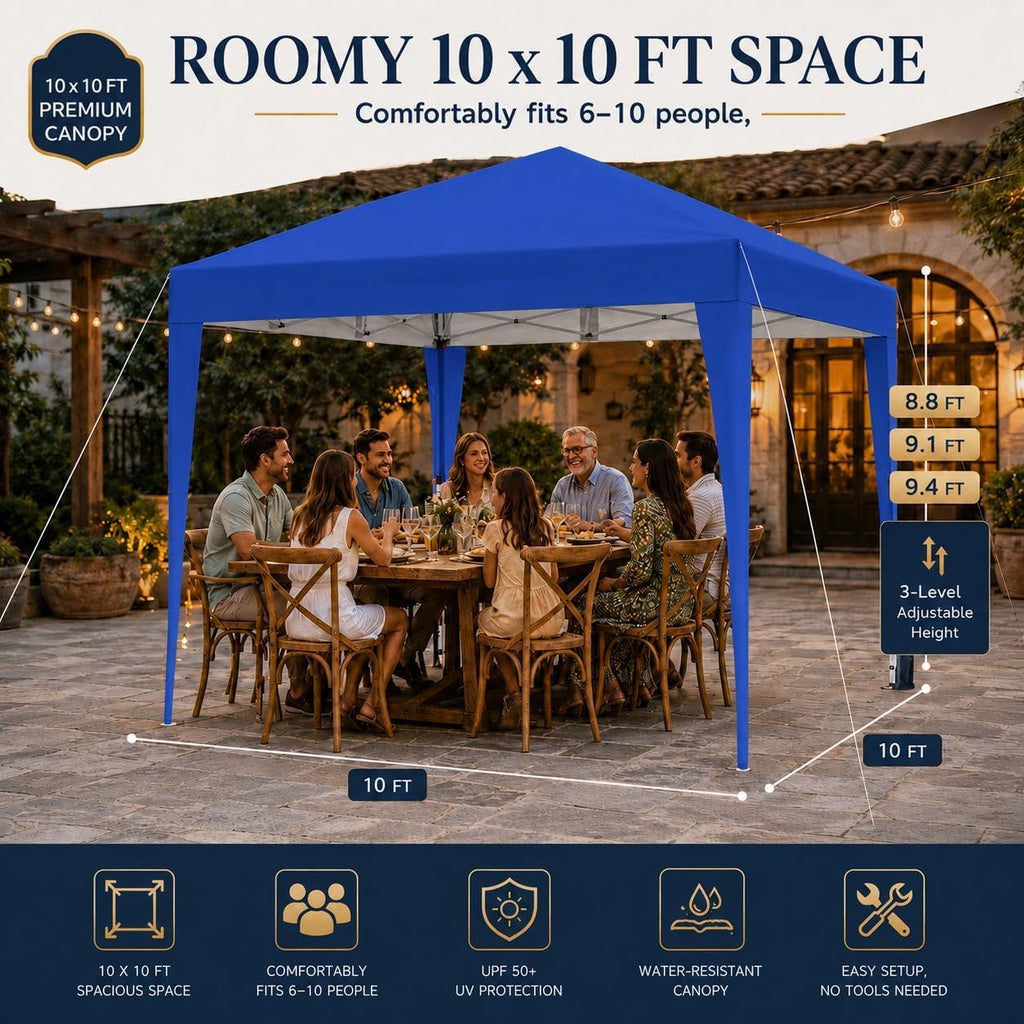 10x10 Pop Up Canopy with 4 Removable Sidewalls, Portable Enclosed Instant Tent, Waterproof Outdoor Tent