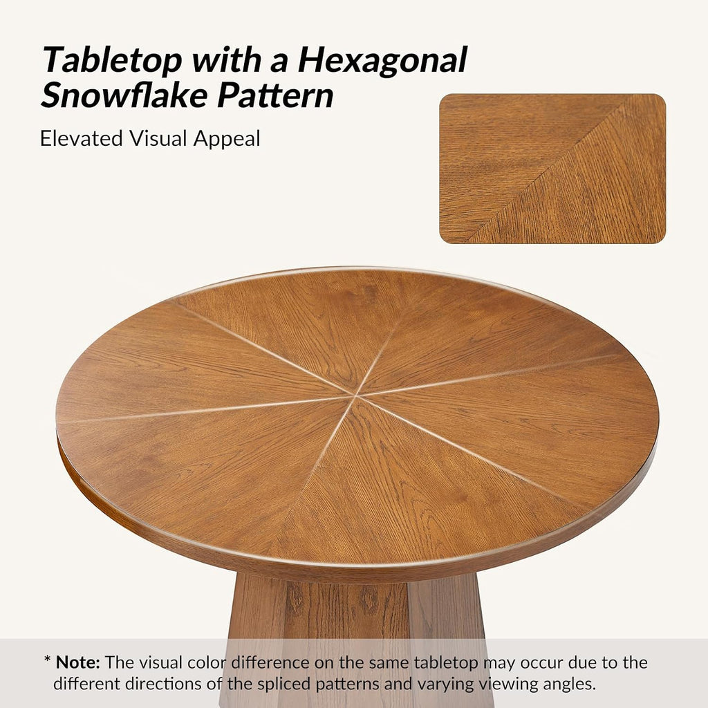 Mid-Century Modern Dining Table, Round Solid Wood Kitchen & Dining Room Tables, Acorn