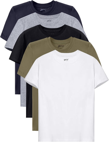 Boys T-Shirts 5 Pack Short Sleeve Tees - 100% Cotton Kids Tagless Summer Tops.